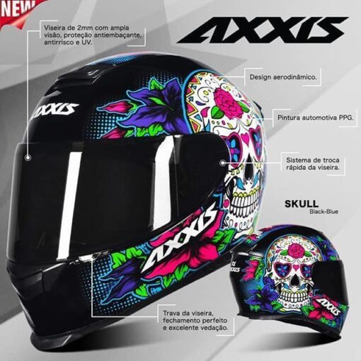 AXXIS Eagle Mexican Skull Black Helmet BD